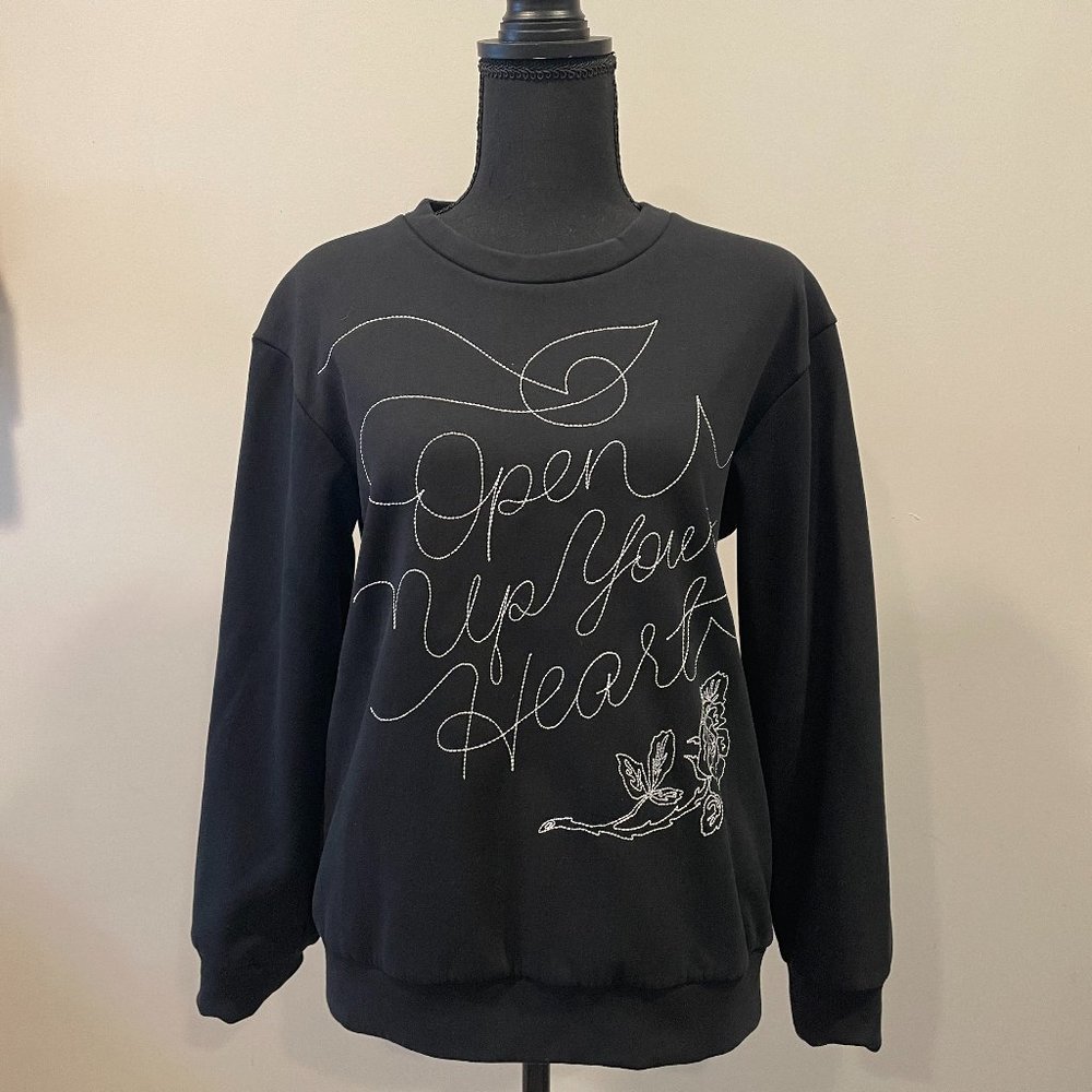 Understated Leather Embroidered Sweatshirt